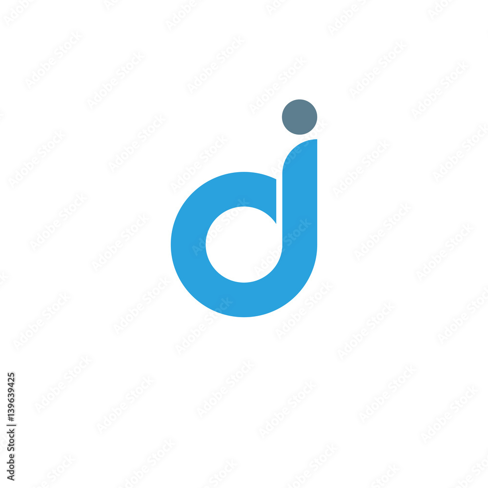 Initial letter dj modern linked circle round lowercase logo blue gray Initial letter dj modern linked circle round lowercase logo blue gray