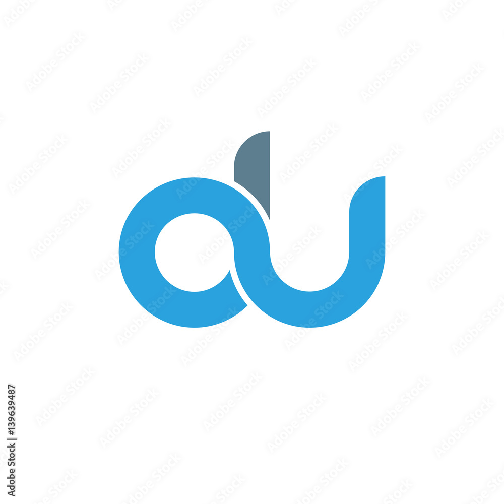 Initial letter du modern linked circle round lowercase logo blue gray Initial letter du modern linked circle round lowercase logo blue gray