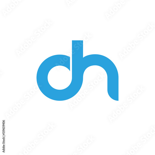 Initial letter dh modern linked circle round lowercase logo blue gray