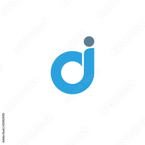 Initial letter di modern linked circle round lowercase logo blue gray