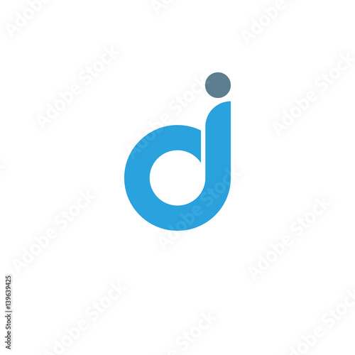 Initial letter dj modern linked circle round lowercase logo blue gray