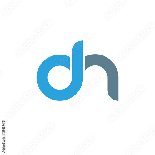 Initial letter dn modern linked circle round lowercase logo blue gray