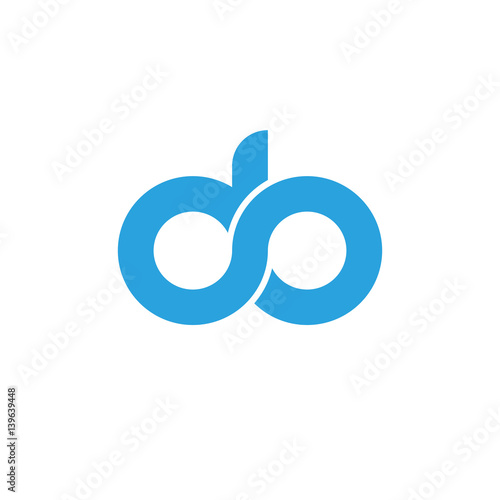 Initial letter do modern linked circle round lowercase logo blue gray
