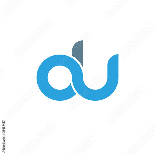 Initial letter du modern linked circle round lowercase logo blue gray
