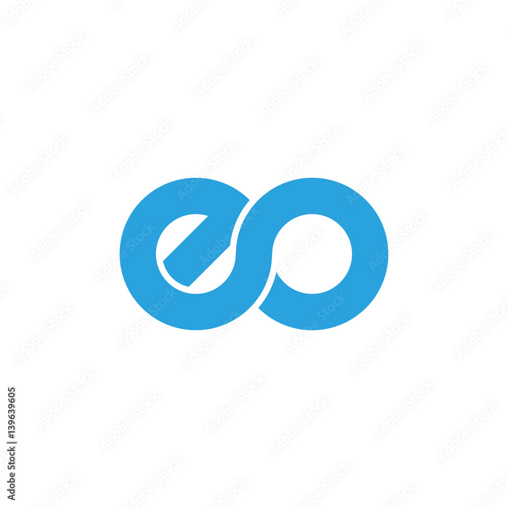 Initial letter eo modern linked circle round lowercase logo blue Initial letter eo modern linked circle round lowercase logo blue