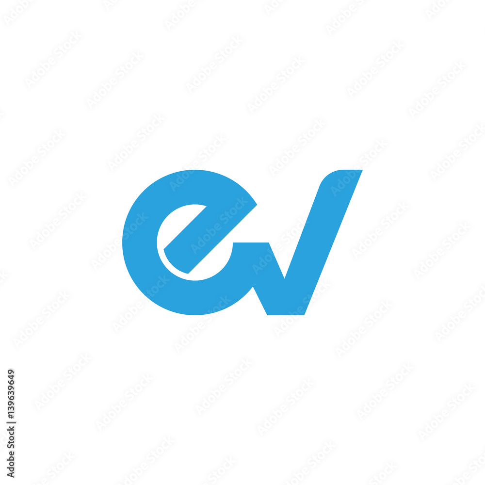 Initial letter ev modern linked circle round lowercase logo blue Initial letter ev modern linked circle round lowercase logo blue