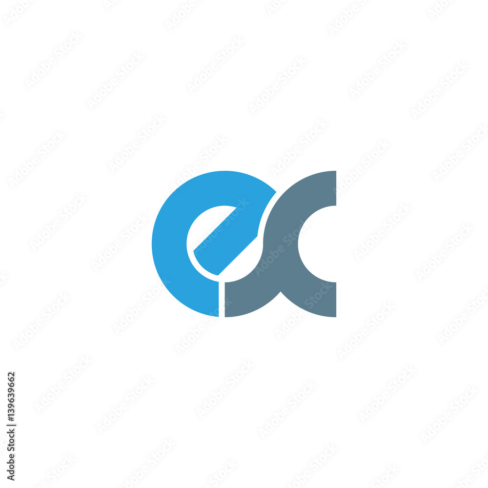Initial letter ex modern linked circle round lowercase logo blue gray Initial letter ex modern linked circle round lowercase logo blue gray