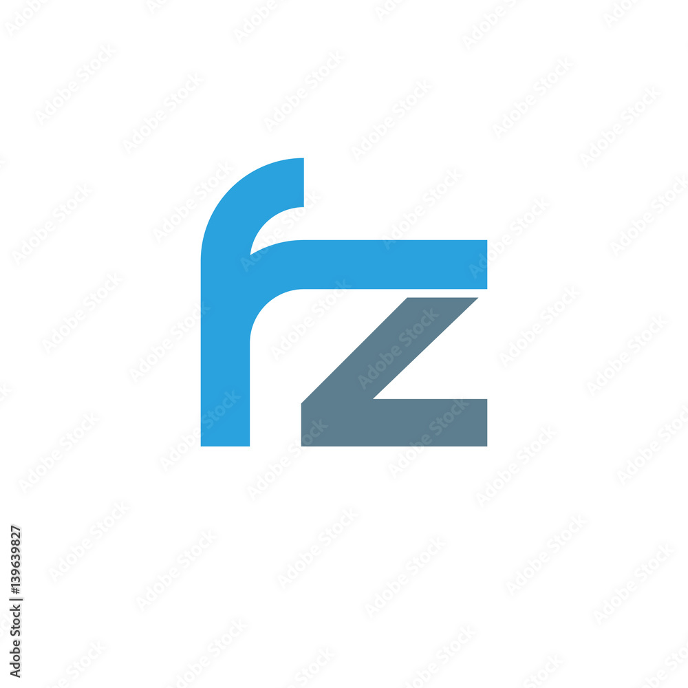 Initial letter fz modern linked circle round lowercase logo blue gray Initial letter fz modern linked circle round lowercase logo blue gray