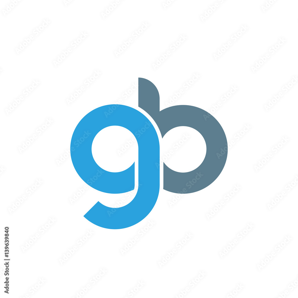 Initial letter gb modern linked circle round lowercase logo blue gray - obrazy, fototapety, plakaty 