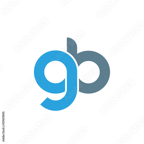 Initial letter gb modern linked circle round lowercase logo blue gray