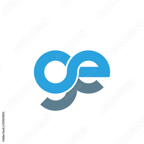 Initial letter ge modern linked circle round lowercase logo blue gray