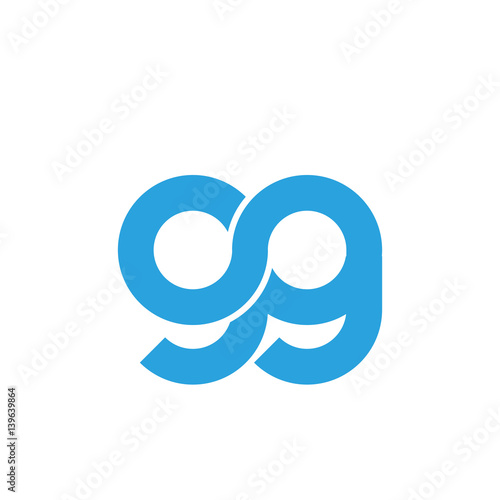 Initial letter gg modern linked circle round lowercase logo blue