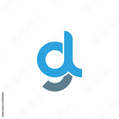 Initial letter gl modern linked circle round lowercase logo blue gray