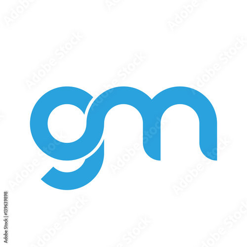 Initial letter gm modern linked circle round lowercase logo blue photo