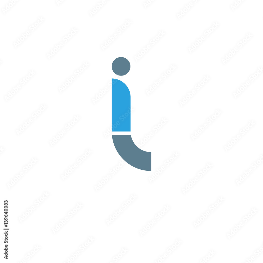 Initial letter il modern linked circle round lowercase logo blue gray Initial letter il modern linked circle round lowercase logo blue gray