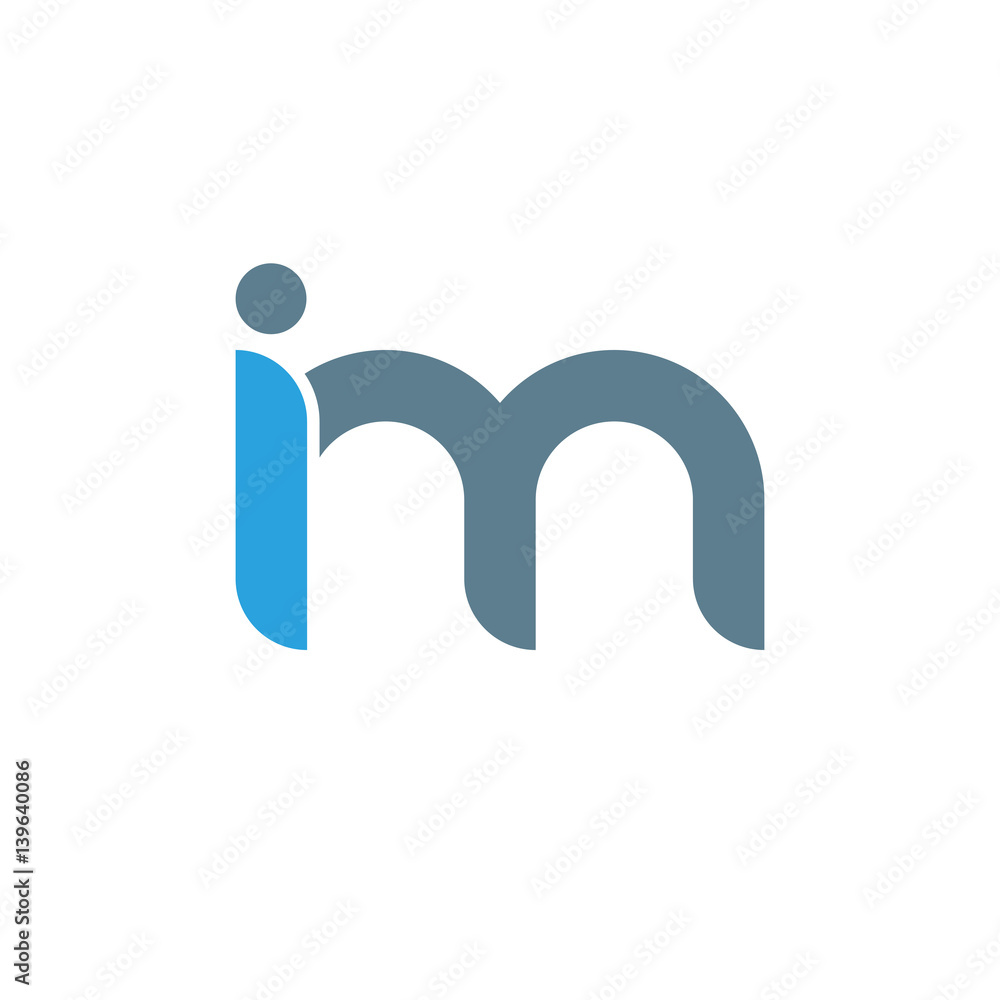 Initial letter im modern linked circle round lowercase logo blue gray ...