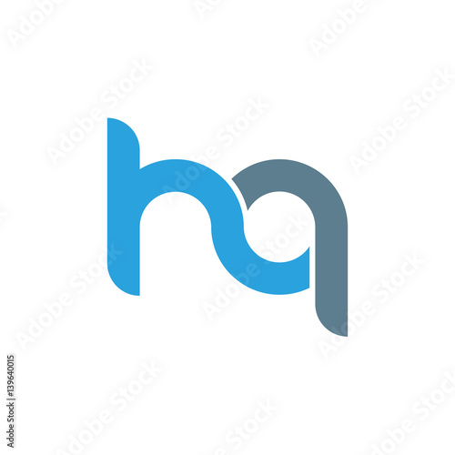 Initial letter hq modern linked circle round lowercase logo blue gray