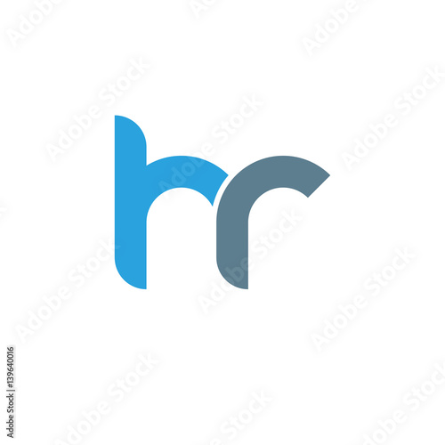 Initial letter hr modern linked circle round lowercase logo blue gray