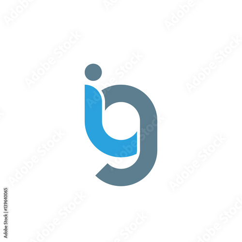 Initial letter ig modern linked circle round lowercase logo blue gray photo