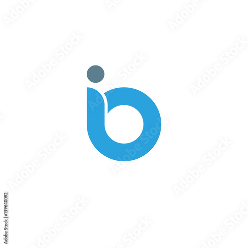 Initial letter io modern linked circle round lowercase logo blue gray