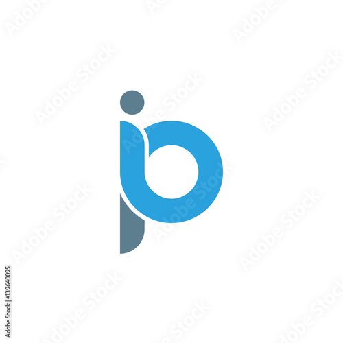 Initial letter ip modern linked circle round lowercase logo blue gray