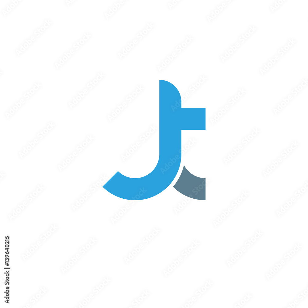 Initial letter jt modern linked circle round lowercase logo blue gray Initial letter jt modern linked circle round lowercase logo blue gray