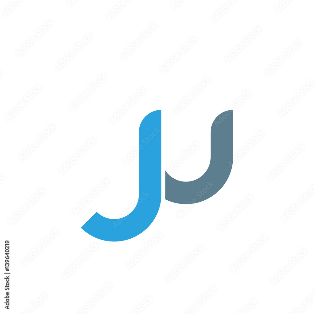 Initial letter ju modern linked circle round lowercase logo blue gray Initial letter ju modern linked circle round lowercase logo blue gray