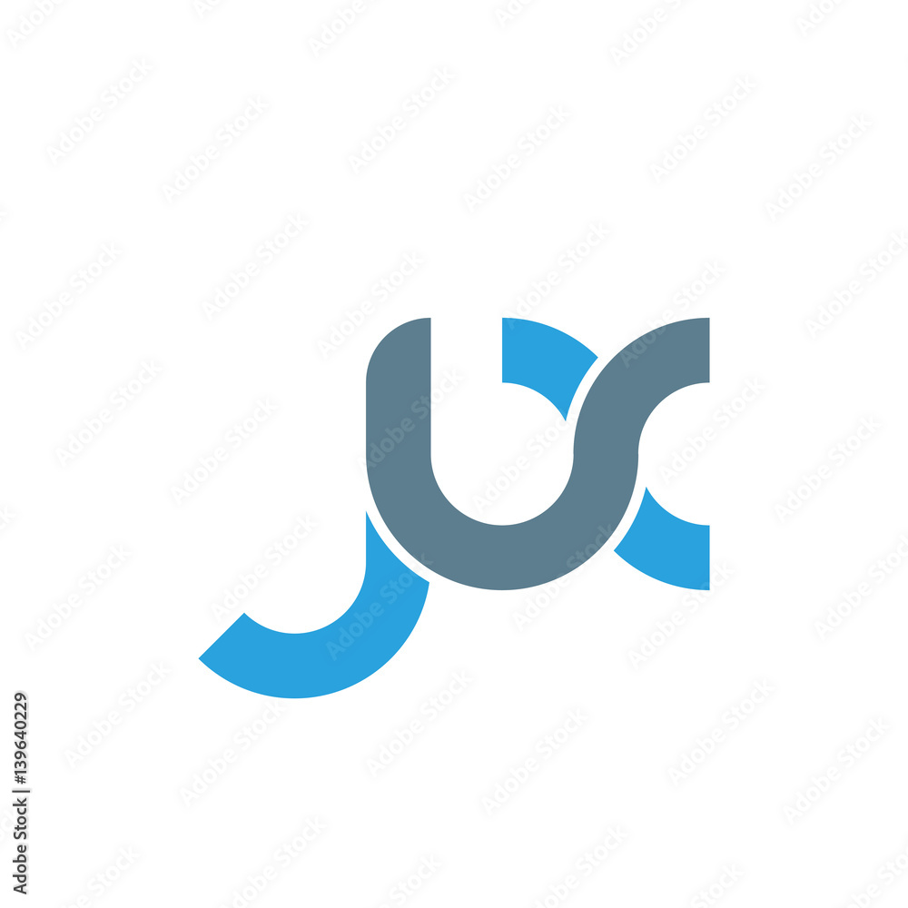 Initial letter jx modern linked circle round lowercase logo blue gray Initial letter jx modern linked circle round lowercase logo blue gray