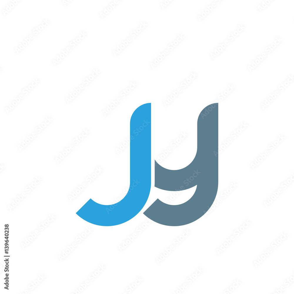 Initial letter jy modern linked circle round lowercase logo blue gray Initial letter jy modern linked circle round lowercase logo blue gray
