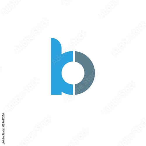 Initial letter kb modern linked circle round lowercase logo blue gray photo