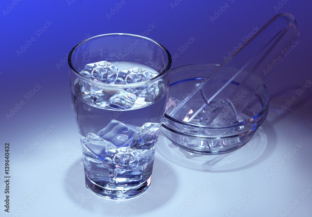 A glass of fresh ice water.