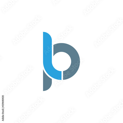 Initial letter lp modern linked circle round lowercase logo blue gray