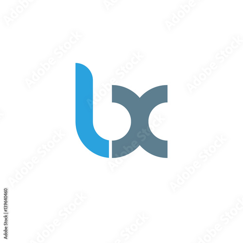 Initial letter lx modern linked circle round lowercase logo blue gray