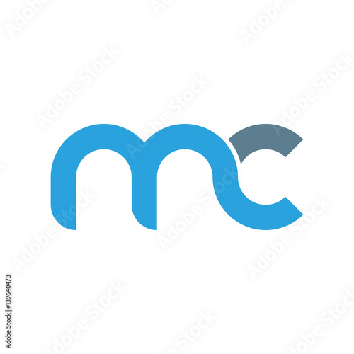 Initial letter mc modern linked circle round lowercase logo blue gray photo
