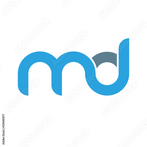 Initial letter md modern linked circle round lowercase logo blue gray photo