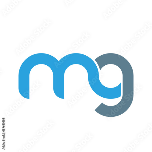Initial letter mg modern linked circle round lowercase logo blue gray