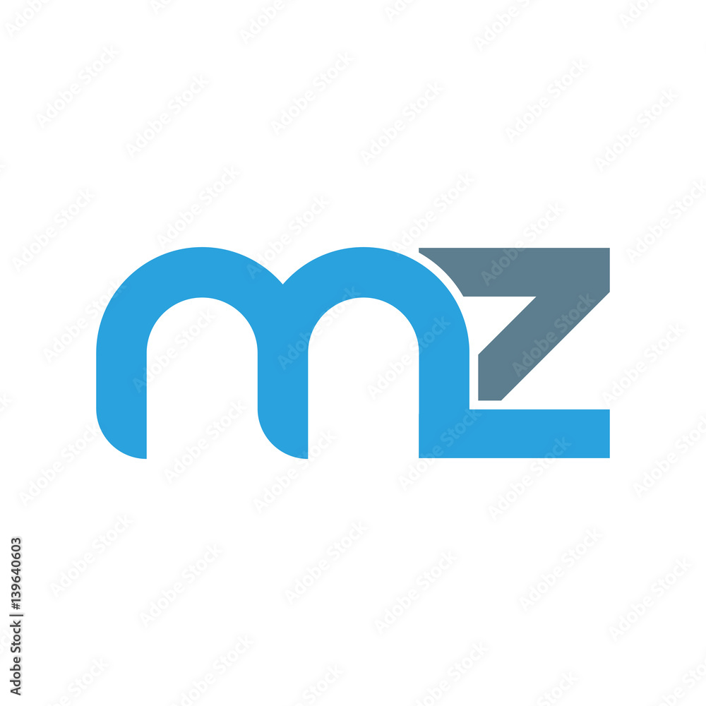Initial letter mz modern linked circle round lowercase logo blue gray Initial letter mz modern linked circle round lowercase logo blue gray