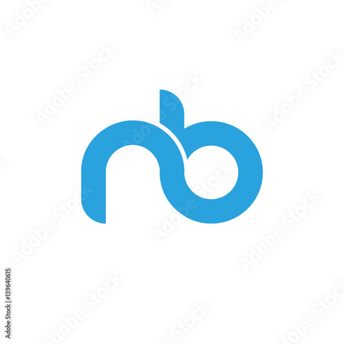 Initial letter nb modern linked circle round lowercase logo blue