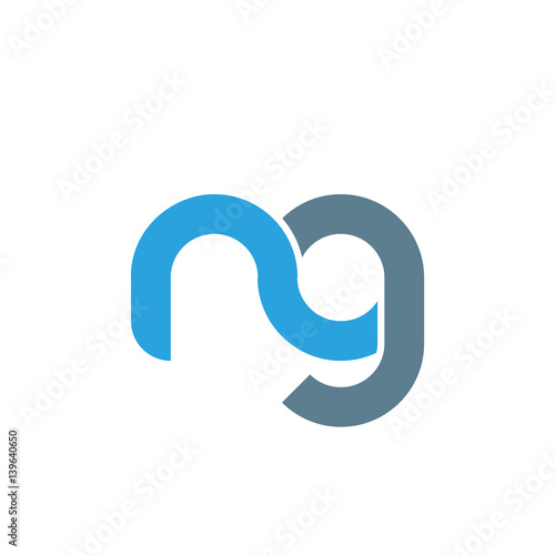 Initial letter ng modern linked circle round lowercase logo blue gray photo