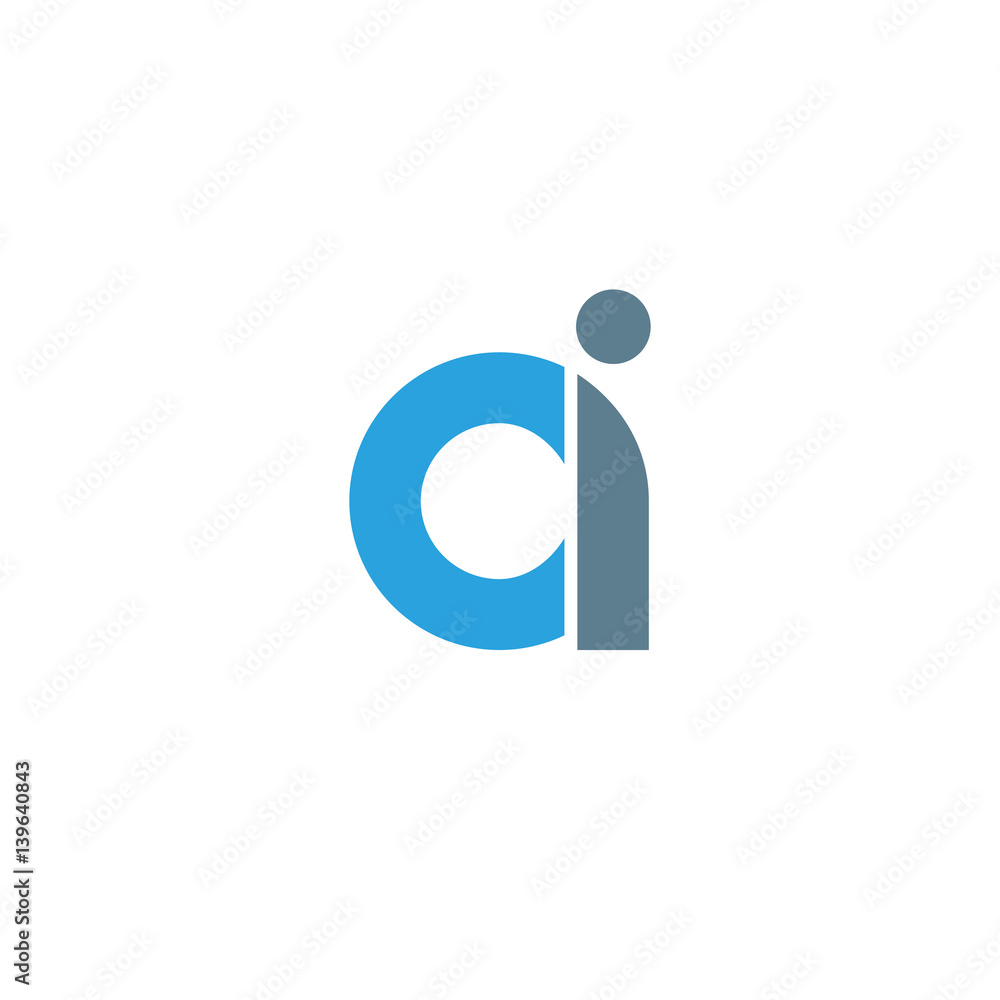 Initial letter oi modern linked circle round lowercase logo blue gray Initial letter oi modern linked circle round lowercase logo blue gray