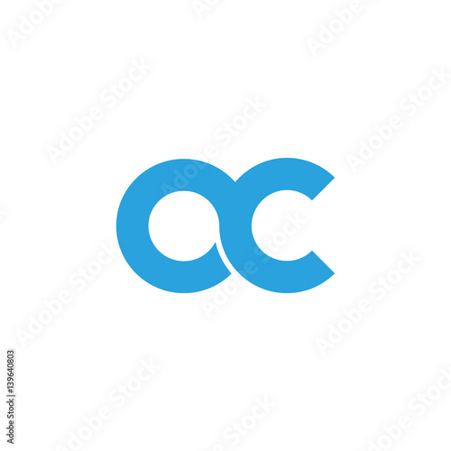 Initial letter oc modern linked circle round lowercase logo blue