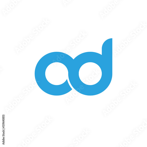 Initial letter od modern linked circle round lowercase logo blue