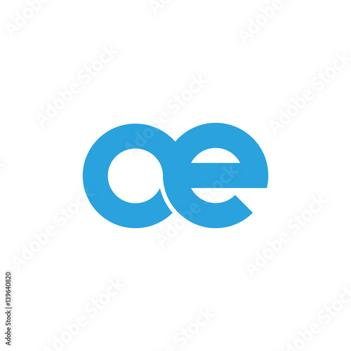 Initial letter oe modern linked circle round lowercase logo blue