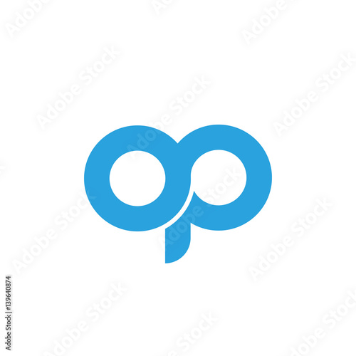 Initial letter op modern linked circle round lowercase logo blue