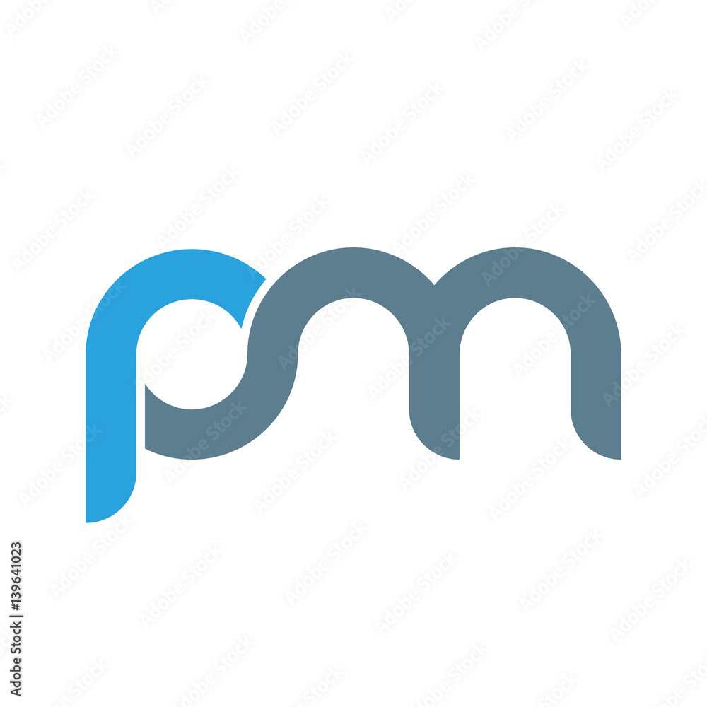 PM P M Letter Logo Design. Initial Letter PM Linked Circle