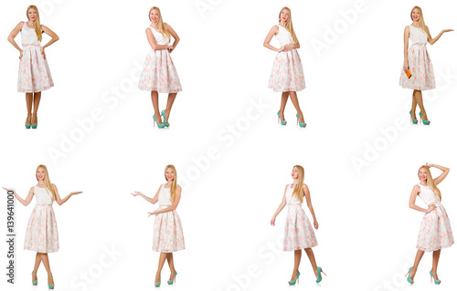 Woman in fashion looks isolated on white