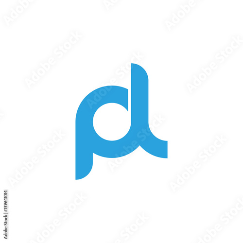 Initial letter pl modern linked circle round lowercase logo blue