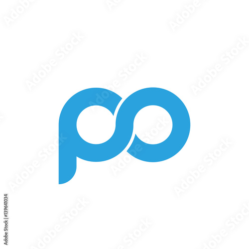 Initial letter po modern linked circle round lowercase logo blue photo