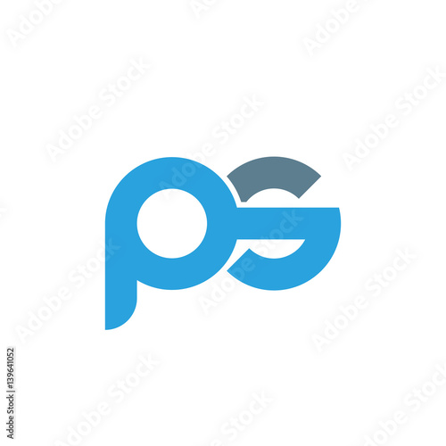 Initial letter ps modern linked circle round lowercase logo blue gray
