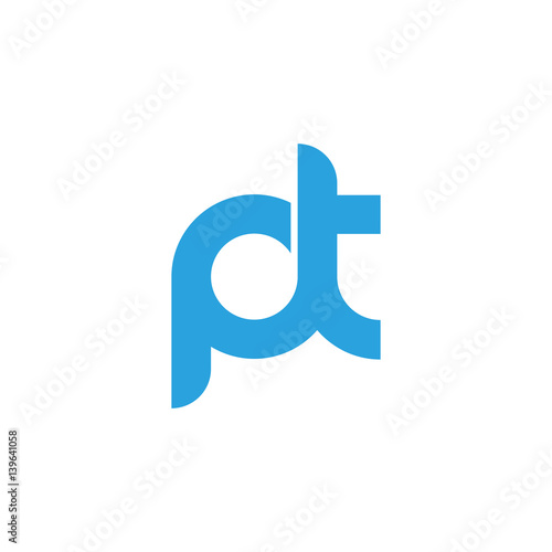 Initial letter pt modern linked circle round lowercase logo blue